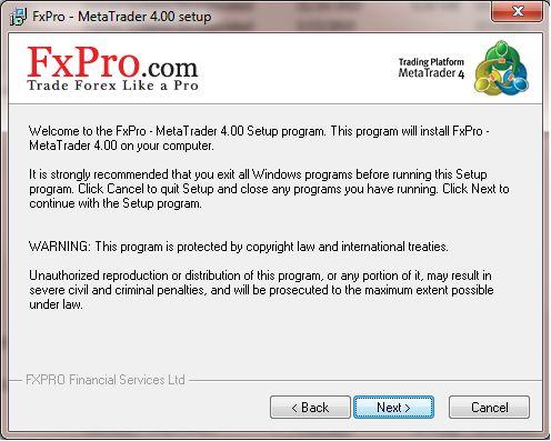 Cài đặt: - Sau khi bạn download xong, click vào file fxpro4setup.