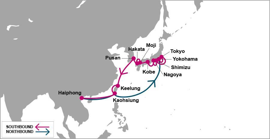 EAST ASIA JVH: Japan Vietnam Haiphong Yokohama TUE/WED Daikoku C-4 Tokyo WED/WED Ohi No.