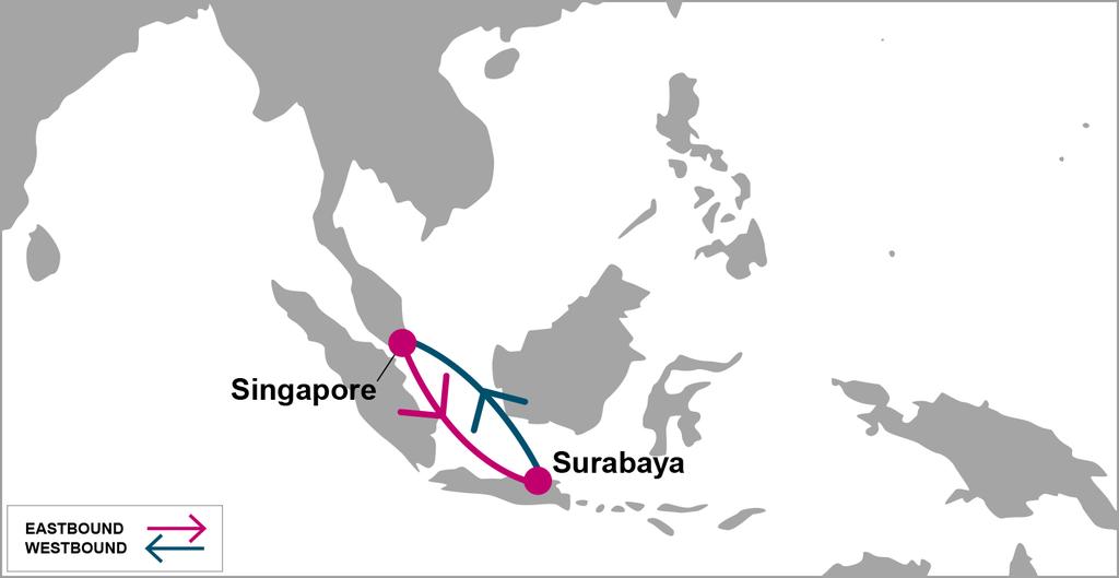 EAST ASIA SSX: Surabaya Singapore Express Singapore SUN/TUE PSA Singapore E/B SUB W/B SIN SIN 4 SUB 3 Surabaya SAT/MON SUB ICT Singapore