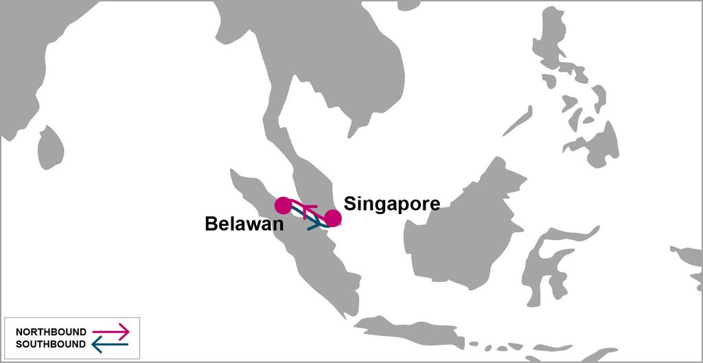 EAST ASIA BMX1: Belawan Service 1 N/B BLW S/B SIN SIN 3 BLW 1 Singapore SAT/SUN PSA Singapore Belawan WED/FRI