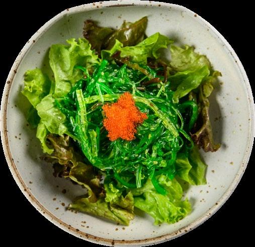 COLD BITES MÓN ĂN NHẸ NGUỘI CHUKA WAKAME CHUKA WAKAME 115 XÀ LÁCH RONG BIỂN Seaweed salad, flying fish roe, sesame oil, mixed greens Gỏi rong
