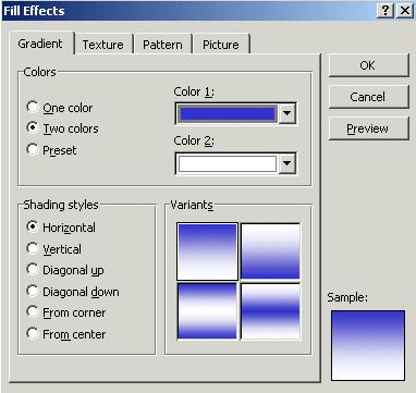 Thao tác với Fill Color + Chọn đối tượng Text Box + Bấm nút Fill Color trên thanh công cụ làm xuất hiện hộp thọai.