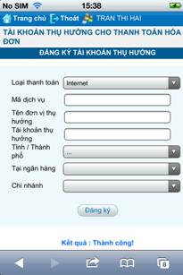 chọn Nhập tên đơn vị thụ hƣởng: nhập tiếng Việt không dấu, không quá 42 kí tự Nhập số tài khoản đơn vị hƣởng (đơn vị nhận tiền) Chọn tỉnh (thành phố) Chọn ngân hàng thụ hƣởng Chọn chi nhánh ngân hàng