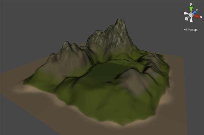 Cuối cùng, chúng ta sẽ dùng texture Cliff (Layered Rock) để vẽ lên đỉnh