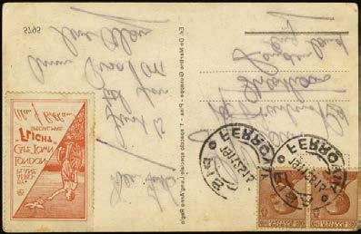 Roosevelt (signature at reverse) 400 500 554 554 C 1925 A.J.Cobham London Cairo Cape Town flight, postcard dispatched in Italy and franked with 30c.(2) cancelled by Pisa (19.11.