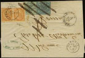 Livorno to Rome, exceptional mixed franking Papal State Italy bearing 10c.