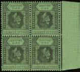 LEEWARD ISLANDS 644 1B 1938 49 complete sheets of 120 (12x10) comprising four values, each mounted and framed including: ¼d. brown, ½d. emerald, 2½d. light bright blue and 2½d. black and purple.