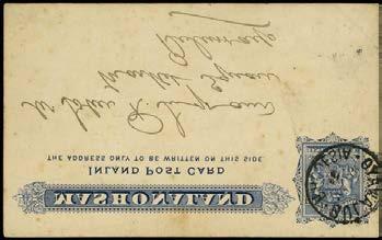 793 793 C 1896 Matabele Rebellion 1d. postal stationary post card From J Bell Dutch Laager, Afrikander Corps addressed to Mr John R.
