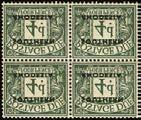 A fine and attractive item. SG 9,14 160 180 867 868 867 C 1951 4d. Postage Due dull grey green block of four, full o.