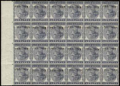 Very fine unmounted mint. A scarce block. SG 169s, 3,840+ 800 900 1883-84 High Values, Large coloured corner letters, watermark Large Anchor 1011 1011 C 5s.