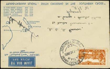 47 47 C 1934 (29th march) Airmail cover flown by Kingsford Smith in the Southern Cross on his third Trans Tasman flight New Zealand Australia, bearing New Zealand Air Mail 7d brown