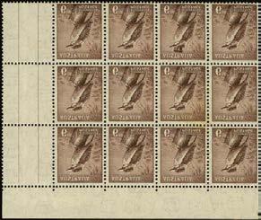49 49 C 1941 2½d on 2d scarlet, CDS used with R2/5 RP medallion flaw. Scarce. SG 200b, 250 100 110 50 50 C 1944 9 6d purple brown corner block of twelve with (lower plate) RP 3/3 top hat flaw, o.g.