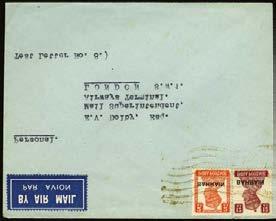 123 C 1947 registered airmail cover to Bombay, franked 1942 45 ½a, 1a and 4a tied by Bahrain cds for 28 Oct 47, also piece to Basrah franked ½a, 1a (3) and 8a (2), 1953 Coronation set of plain fdc