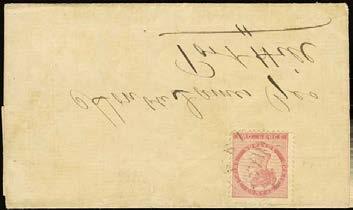 235 C 1862 69 2d rose, perf 11½ 12, tied by very fine light strike of the circular undated TIGNISH/PAID/P.E.I. postmark (type P36) on outer wrapper to Port Hill.