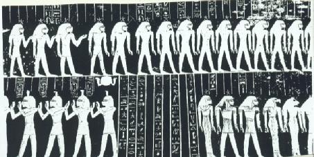 شكل رقم (١٩): الا له حا بالهيي ة الا نسانية وفوق را سه علامة النجمة مقبرة رمسيس السادس طيبة. نقلا عن: 188. pl. Piankoff, A., The Tomb of Ramesses VI, N.