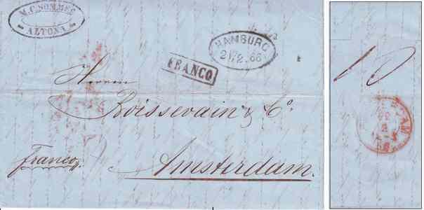 Briefmarke 7 Sch im Jahr 1865 ausgegeben. Abb. 30: Hamburg 11.