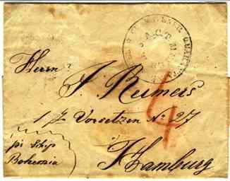 Die Erklärung, dass es ein ermäßigtes Briefporto von Bremen über Cuxhaven nach London von 8 Pence gegeben haben soll,