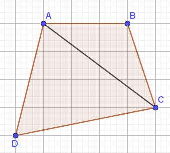 Xét tam giác ABC ta có: AC < AB + BC (bất đẳng thức tam giác) Xét tam giác ADC ta có: AC < AD + DC (bất đẳng thức tam giác) Suy ra: AC < AB + BC +