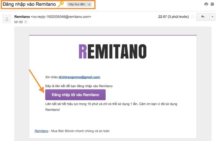 Remitano không sử dụng mật khẩu, lần sau bạn muốn đăng nhập lại thì cứ làm tương tự.