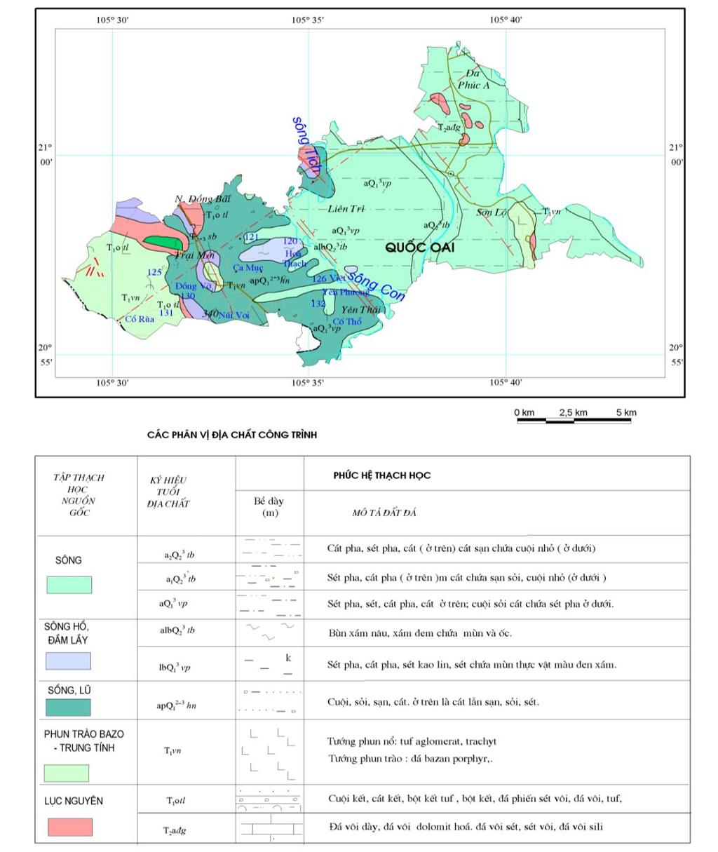 Hình 2.13. Bản đồ địa chất công trình khu vực huyện Quốc Oai Tại dự án Khu đô thị sinh thái và Trung Tâm thương mại Quốc Oai.