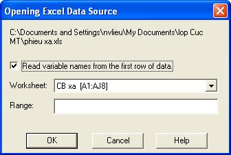 Data Trong hộp thoại Open File, chọn file mà