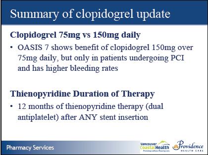 Tóm lược duy trì liều cao và thời gian dùng Clopidogrel Duy trì liều 150mg tốt hơn 75mg ở những bn PCI, tuy nhiên tỷ lệ xuất huyết tăng.