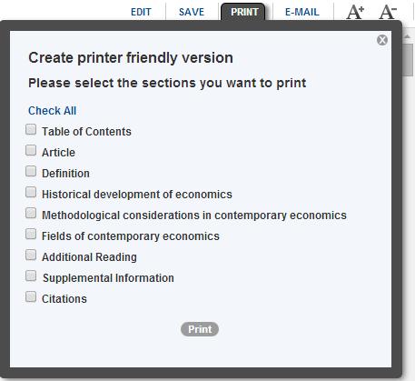 4.8. Print - Nhấp vào biểu tượng máy in để in một bài viết hoặc một phần của một bài báo.