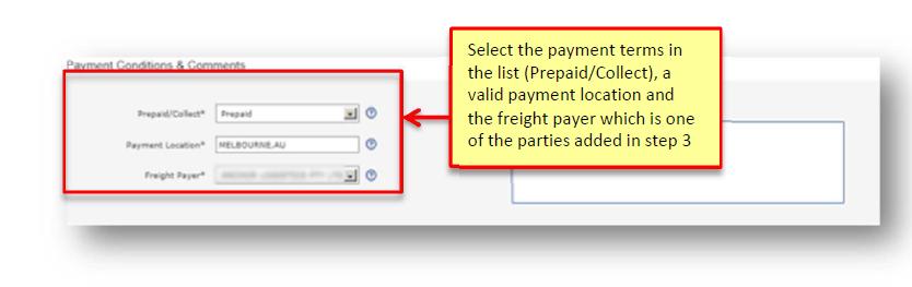 Bước 5: Payment Details Chi tiết thanh toán hàng hóa Chọn điều khoản thanh toán theo yêu cầu, địa điểm thanh toán