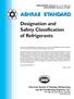 Addenda d, j, l, m, and t to ASHRAE Standard Designation and Safety Classifications of Refrigerants