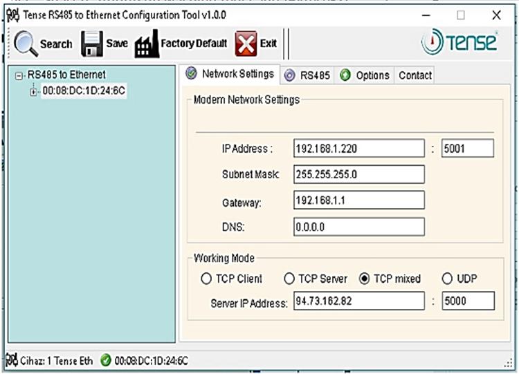 Ethernet modem với PC máy tính trực tiếp hoặc qua Internet modem/bộ chuyển mạch và Wi-Fi. 5-) Chạy Tense Eth Config Tool.exe 6-) Figure -1 hiển thị.