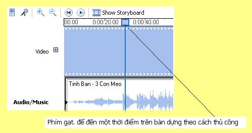 Để cắt bỏ phần đầu bài hát, bạn chọn tệp bài hát, di chuột về đầu đoạn: Hình. Vết cắt đoạn âm thanh Rồi vừa nhấn giữ chuột vừa di chuột về phía phải tệp.