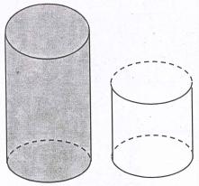 Bài 6. Có hai lọ thủy tinh hình trụ, lọ thứ nhất phía bên trong có đường kính đáy là 30cm, chiều cao 20cm, đựng đầy nước. Lọ thứ hai bên trong có đường kính đáy là 40cm, chiều cao 12cm.