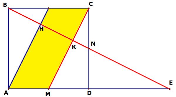 * Gọi E = BN AD D là trung điểm của AE Dựng AH BN tại H 8 AH d A; BN 5 Trong tam giác vuông ABE: 1 1 1 5 AH AB AE 4AB 5.