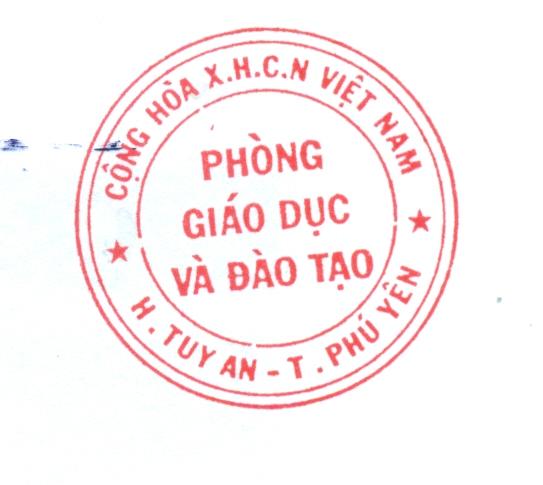 Cơ quan: Phòng Giáo dục và Đào tạo, Huyện Tuy An, Tỉnh Phú Yên Email: pgddttuyan@phuyen.gov. vn Thời gian ký: 26.03.