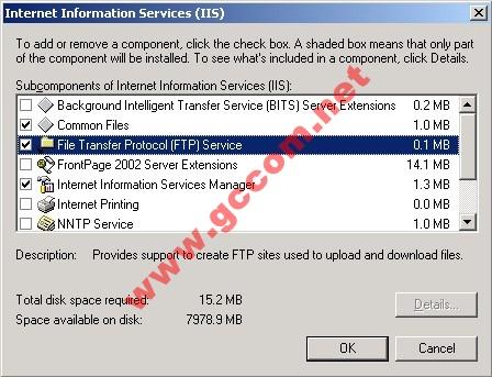 Chọn tiếp mục File Transfer Protocol (FTP) Services để cài