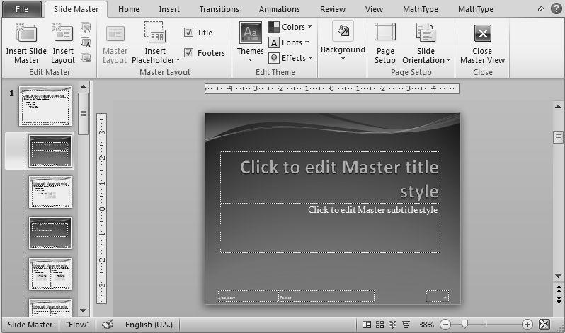 ðể hiển thị và làm việc với trang chiếu chủ, ta thực hiện: 1. Mở dải lệnh View. 2. Chọn Slide Master.