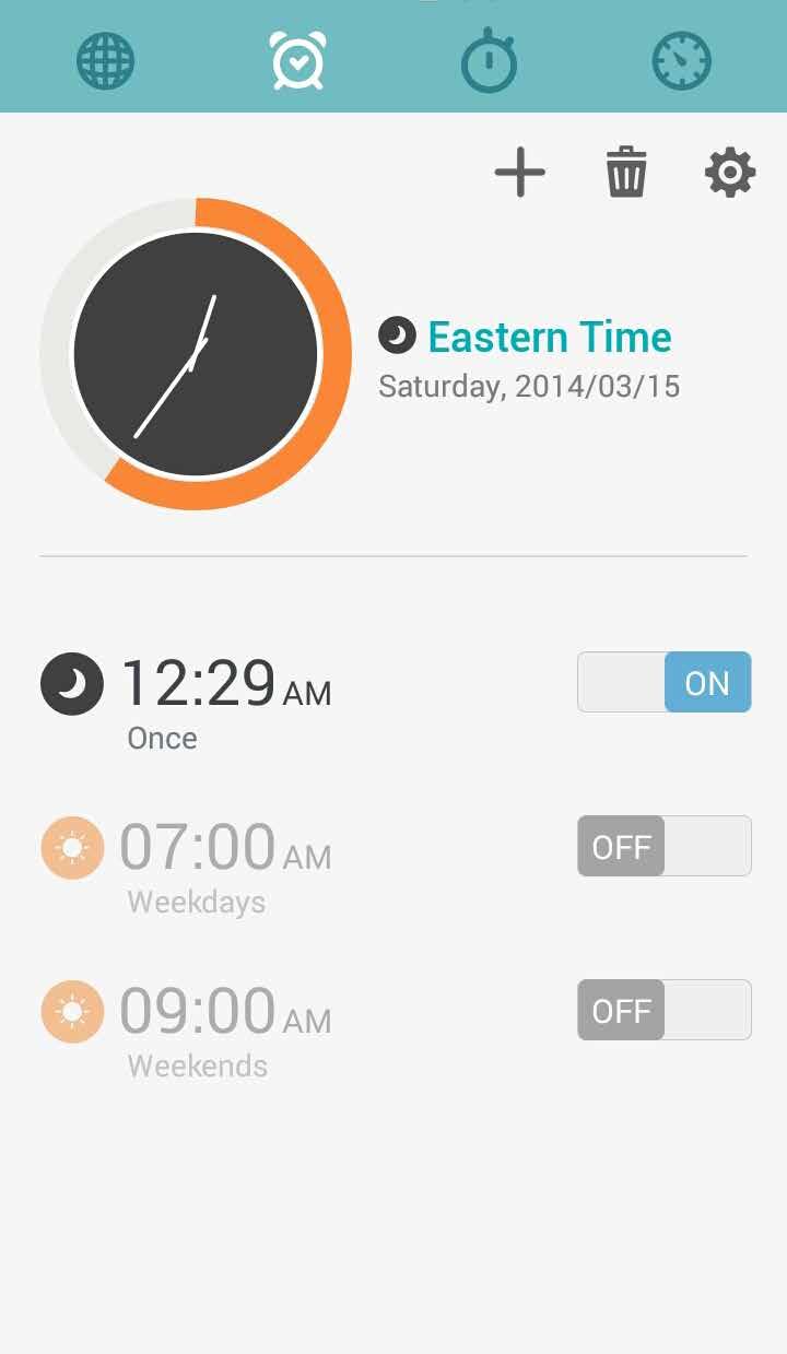 Đồng hồ báo thức Chạm để truy cập các cài đặt đồng hồ thế giới trong điện thoại ZenFone của bạn.