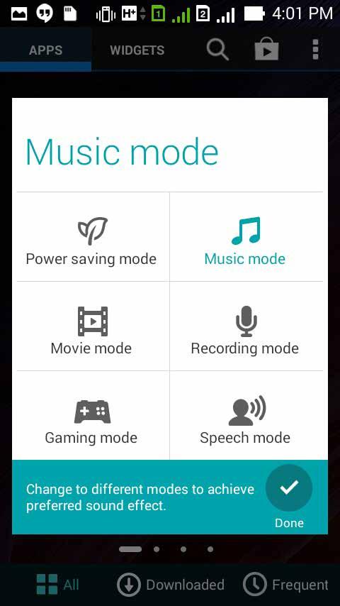 Thuật sĩ âm thanh AudioWizard (Thuật sĩ âm thanh) cho phép bạn tùy chỉnh các chế độ âm thanh của điện thoại ZenFone để phát âm thanh ra ngoài rõ hơn phù hợp với môi trường sử dụng thực tế.
