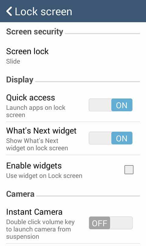 Định cấu hình các tính năng bảo mật màn hình khác Ngoài chế độ khóa màn hình, bạn cũng có thể thực hiện các chế độ sau trên cửa sổ Bảo mật màn hình: Quick Access (Truy cập nhanh): Trượt nút Quick