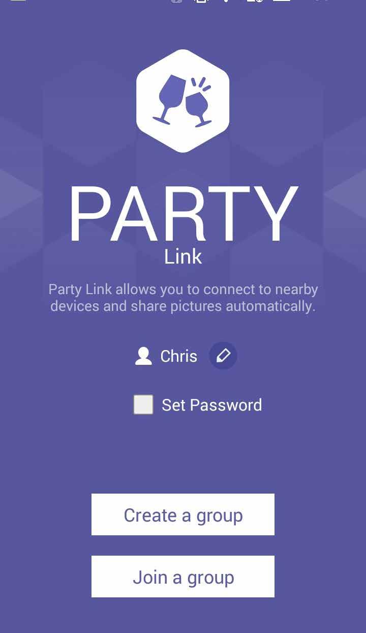 3. (tùy chọn) Trong màn hình chính Party Link, cài đặt các mục sau: Chạm biểu tượng này để tạo tên nhóm mới cho điện thoại ZenFone của bạn.
