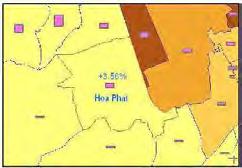 Sử dụng đất ở phường Hòa Phát chủ yếu cho các mục đích sau: đất ở (35%), rừng (34%), không gian xanh (%), nông nghiệp (6%), và sân bay (%). Mật độ dân số khá thấp.