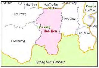 Xã: Hòa Tiến Huyện: Hòa Vang Đặc điểm Xã Hòa Tiến giáp với tỉnh Quảng Nam ở phía Nam và gần Cầu Đỏ về phía Bắc. Nông nghiệp chiếm chủ yếu và 6% diện tích đất là đất nông nghiệp.