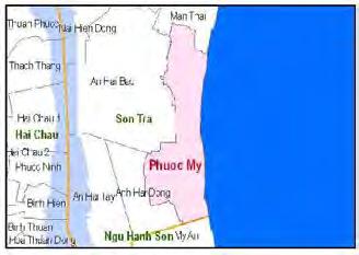 Phường: Phước Mỹ Quận: Sơn Trà Vị trí Đặc điểm Phường Phước Mỹ nằm hướng ra biển Đông, phường có bãi biển Mỹ Khê, một điểm du lịch phổ biến tại Đà Nẵng.