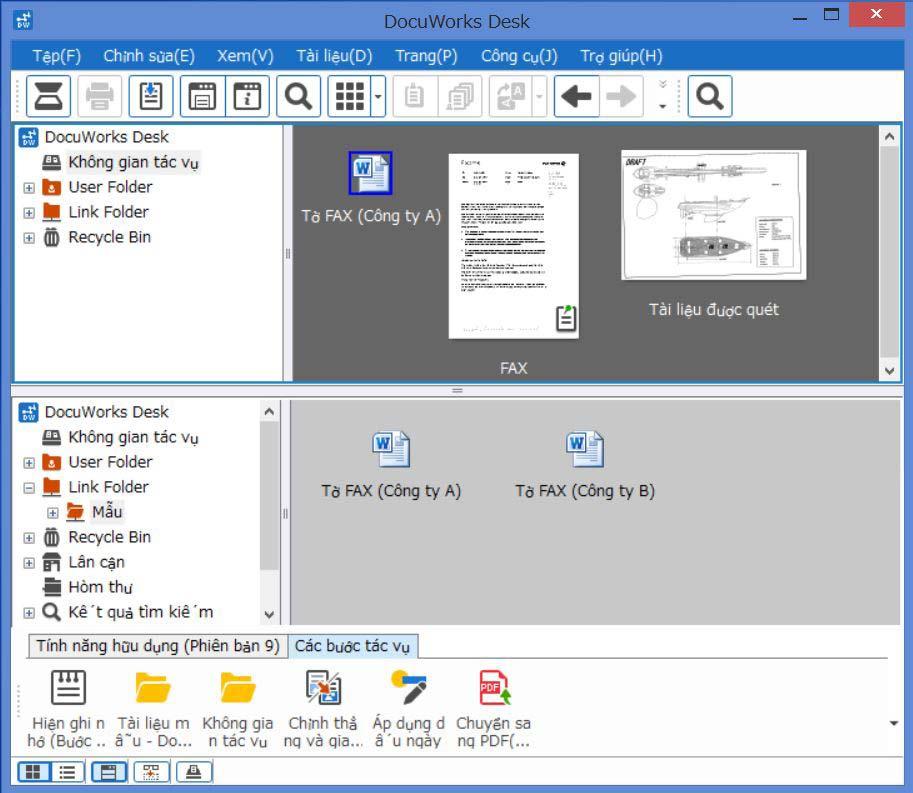 Quản lý chung cả tài liệu điện tử lẫn tài liệu giấy DocuWorks là một phần mềm xử lý văn bản gồm bàn làm việc điện tử (DocuWorks Desk) và một trình xem (DocuWorks Viewer) để bạn xem và chỉnh sửa tài