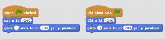 Y: )( So sánh giữa lệnh Glide )( và Di chuyển )( Bước Kịch bản này sử dụng lệnh