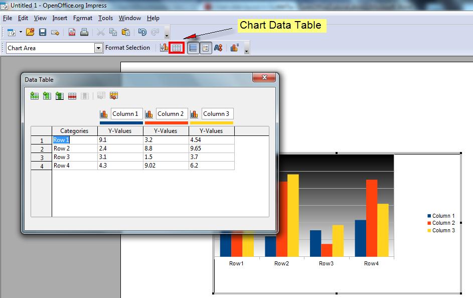 Chèn biểu đồ vào nội dung slide Double click vào biểu đồ, chọn Chart Data Table để