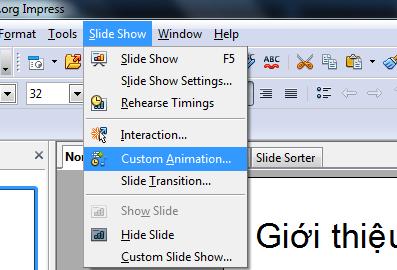 33 4.Hướng dẫn sử dụng slide trong OpenOffice 4.4 Hiệu ứng 4.4.1 Hiệu ứng các nội dung trong slide Hiệu ứng nội dung