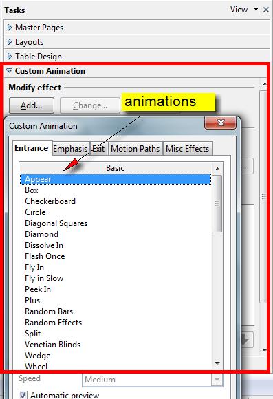 Để tạo hiệu ứng, đầu tiên chọn nội dung cần animation (tô khối nội dung), trên thanh menu chọn mục Slide Show ->