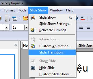 34 4.Hướng dẫn sử dụng slide trong OpenOffice 4.4.2 Hiệu ứng chuyển slide Hiệu ứng slide tức là slide sẽ có animation khi trình diễn.