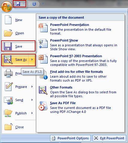 2 Lưu tập tin Có thể lưu tập tin PowerPoint bằng nhiều cách: 1. Nhấn vào biểu tượng lưu tập tin ở góc trên bên trái của sổ Microsoft PowerPoint. 2.